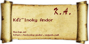 Kálnoky Andor névjegykártya